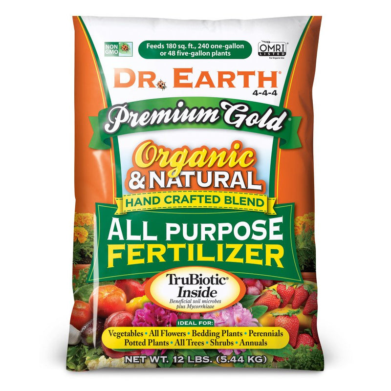 Dr. Earth Premium Gold All Purpose Fertilizer 4-4-4, 12 Lb