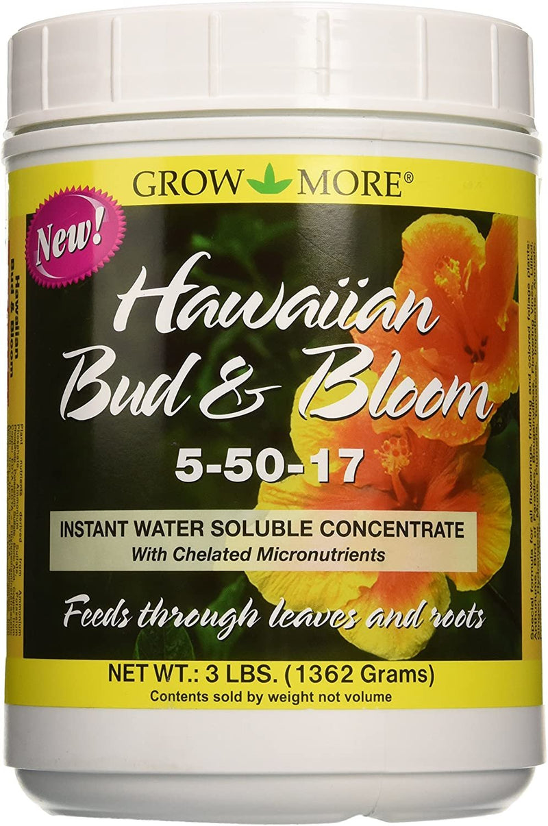 Grow More Hawaiian Bud & Bloom Water Soluble Fertilizer Concentrate 5-50-17 3lb