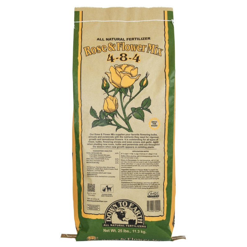 Down To Earth Rose & Flower Mix All Natural Fertilizer 4-8-4 ,25 Lb