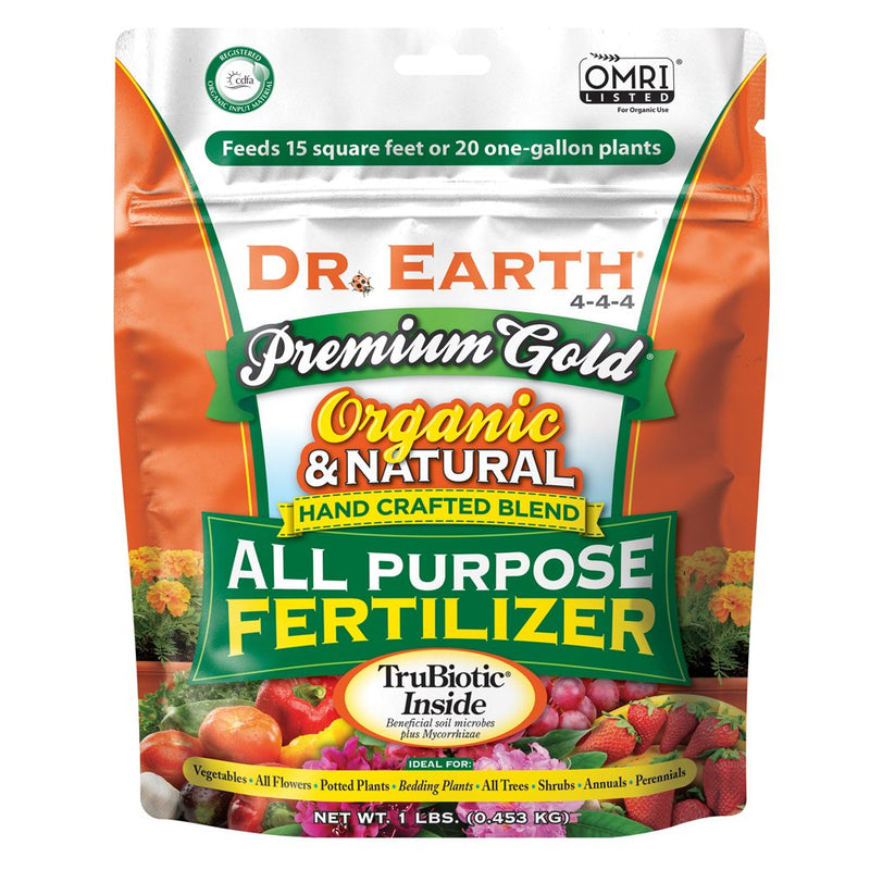 Dr. Earth Premium Gold All Purpose Fertilizer 4-4-4 1 Lb