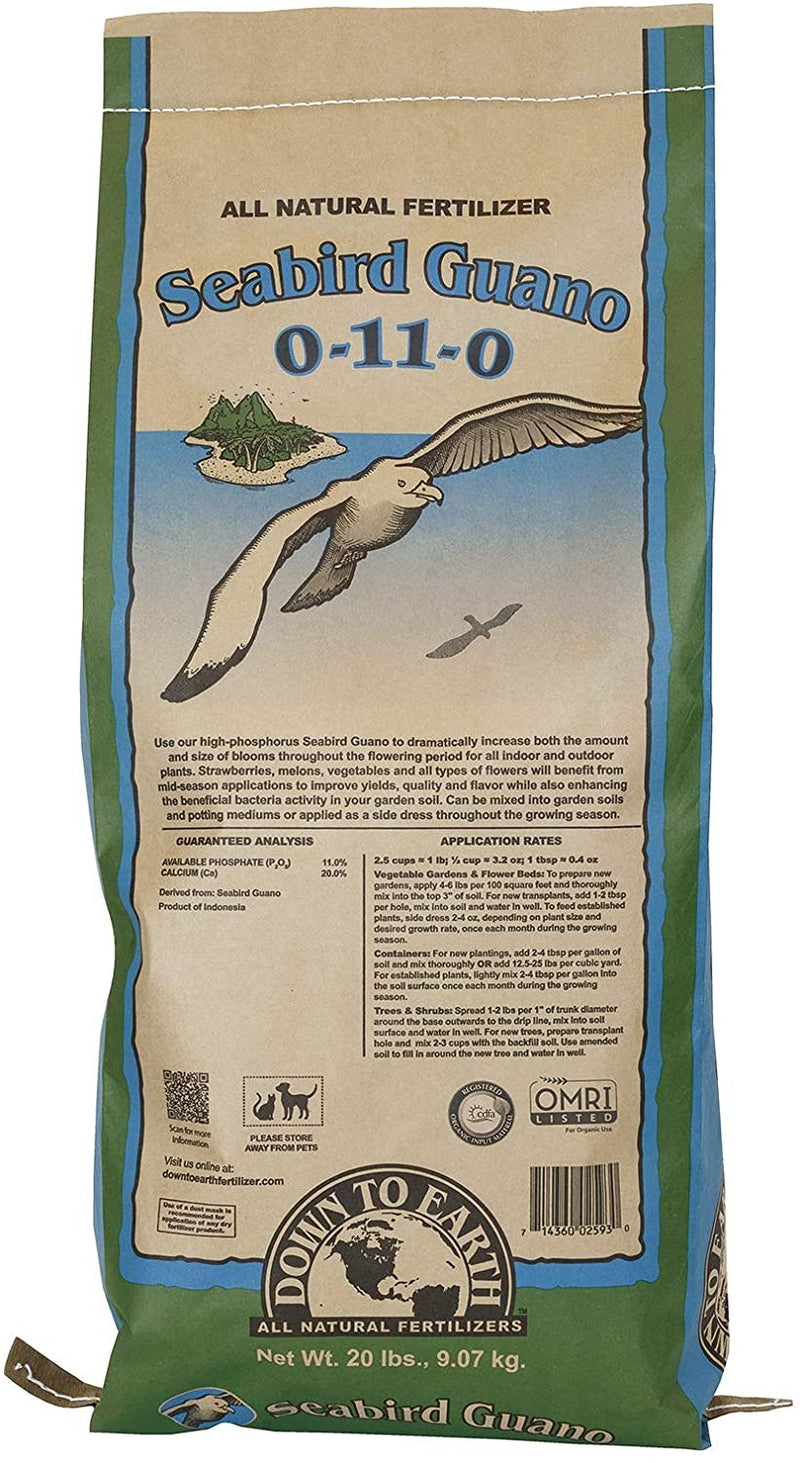Down To Earth Seabird Guano All Natural Fertilizer 0-11-0 ,20 lb