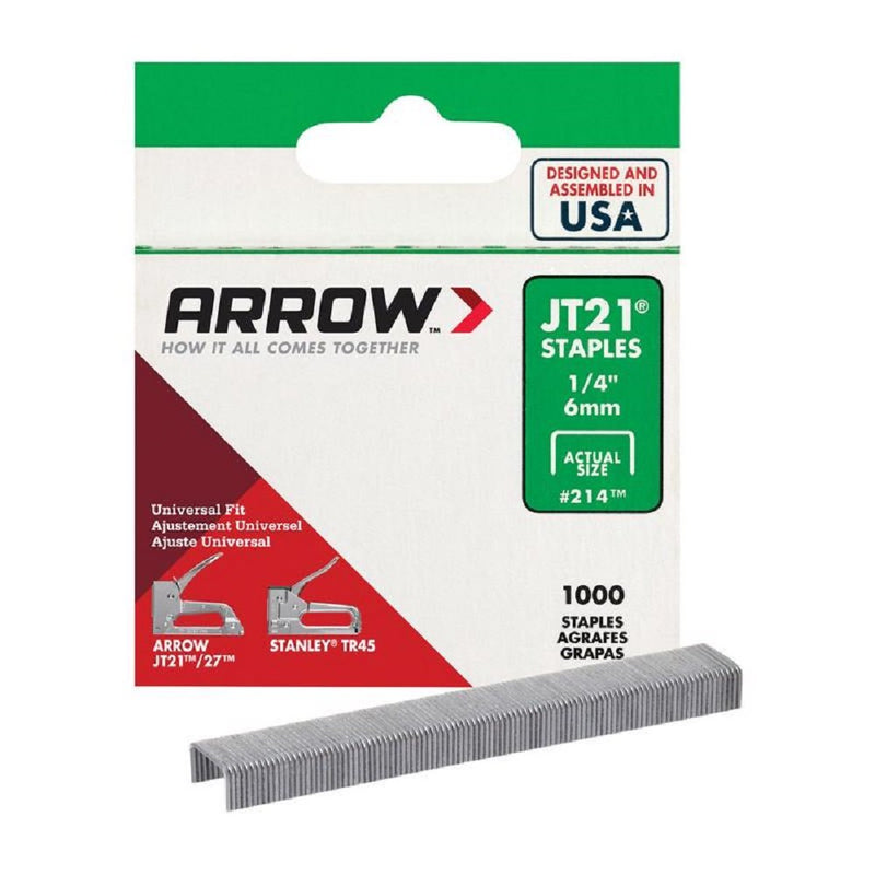 Arrow JT21 7/16 in. W X 1/4 in. L Flat Crown Fine Wire Staples 1000 pk