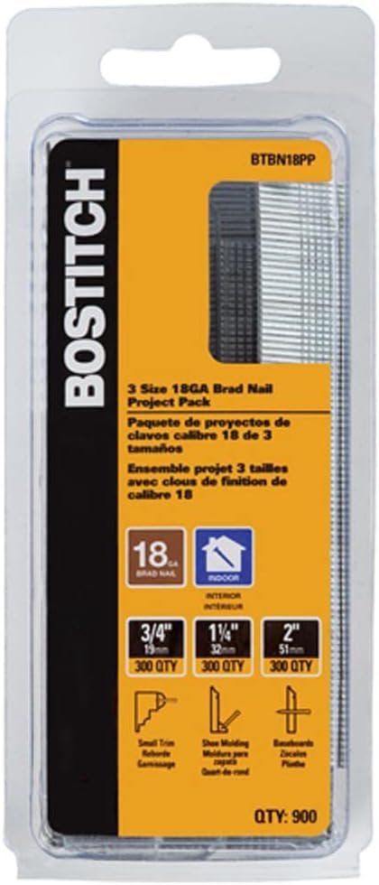 Bostitch 18 Ga. Straight Strip Brite Brad Nails 900 pk