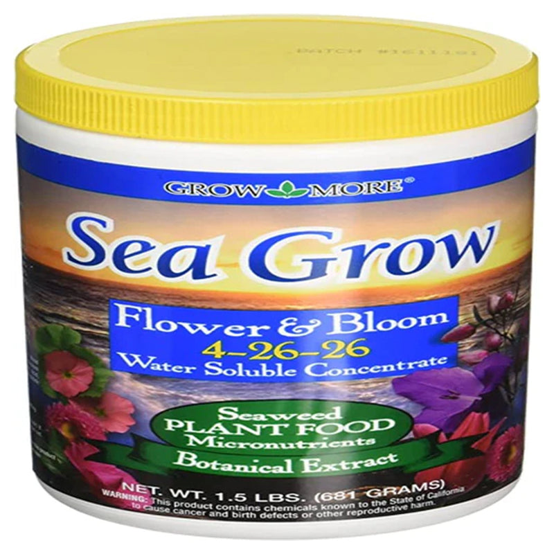 Grow More Sea Grow Flower & Bloom Water Soluble Seaweed Plant Food 4-26-26, 1.5 Lb