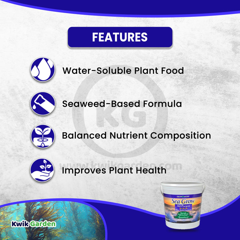 Grow More Sea Grow All Purpose Plant Food Water Soluble 16-16-16 ,25 Lb
