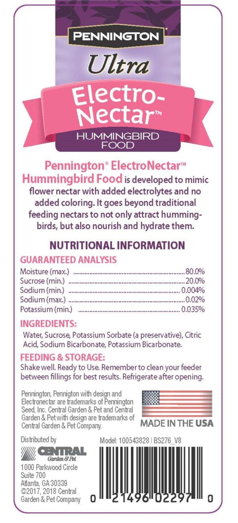 Pennington Electronectar Hummingbird Food Ready To Use Clear 64Oz