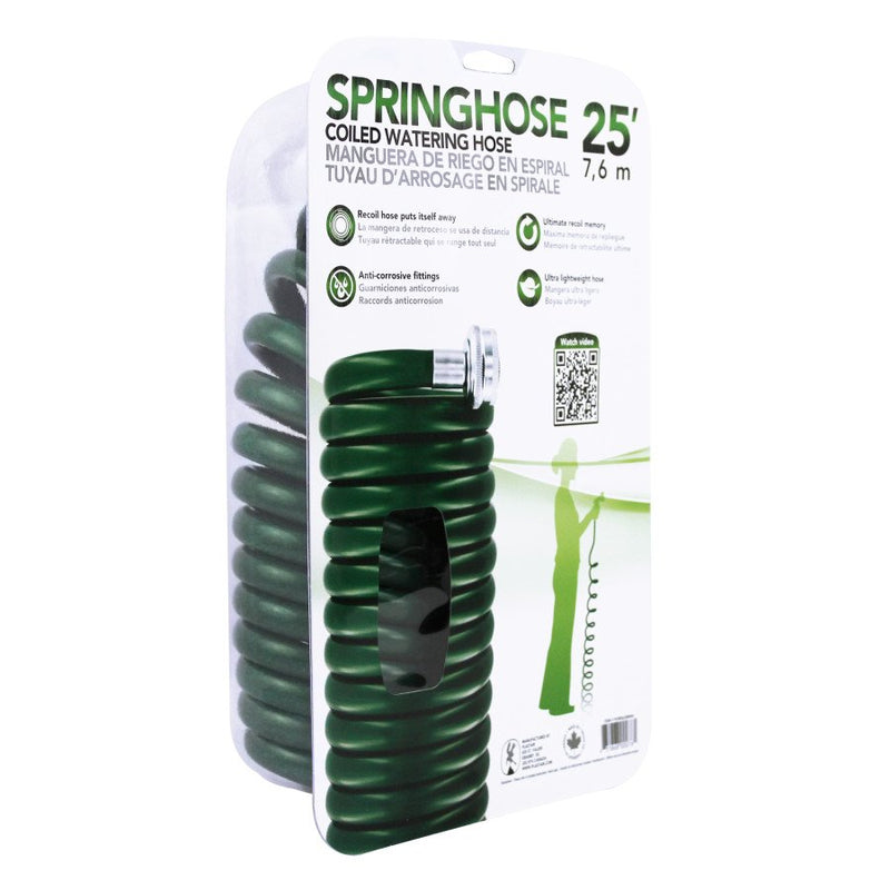 Plastair Springhose 3/8in Coiled Watering Hose Without Nozzle Green 25 Ft