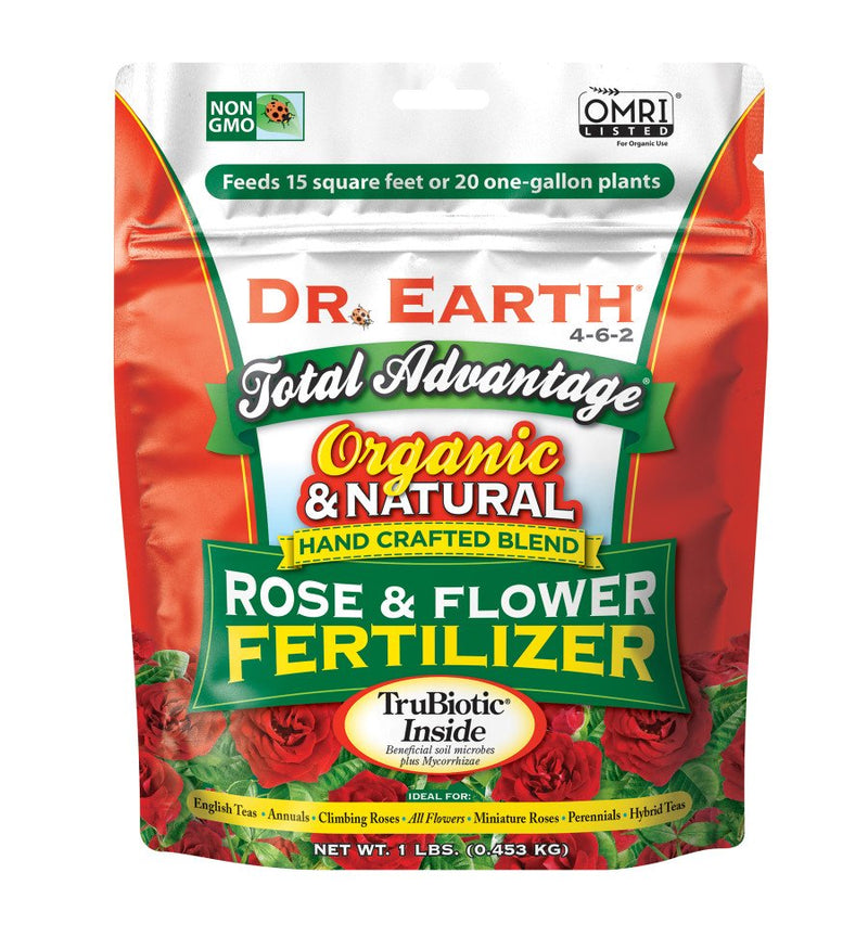 Dr. Earth Rose & Flower Fertilizer 4-6-2, 1 Lb. Bag