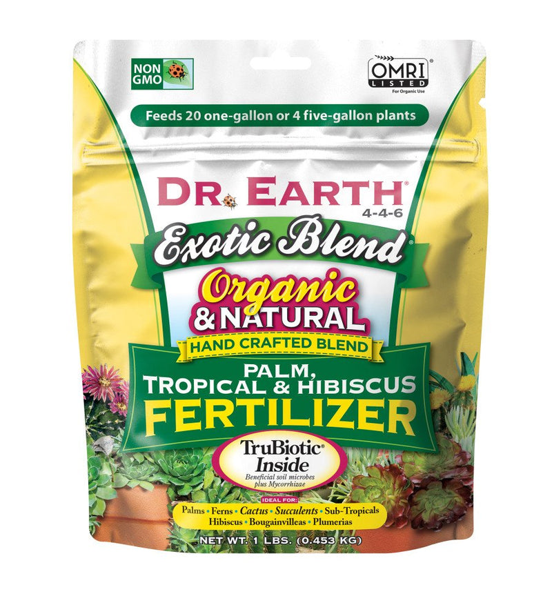 Dr. Earth Exotic Blend Premium Palm, Tropical & Hibiscus Fertilizer 1 Lb