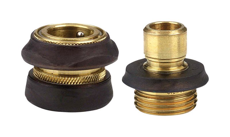 Gilmour Brass Quick Connector 2pc Set with Rubber Flange