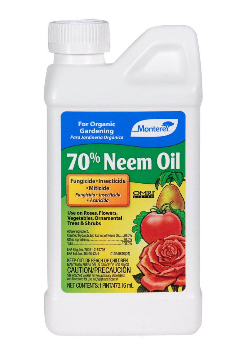 Monterey 70% Neem Oil Fungicide Insecticide Miticide Concentrate Organic 16 Fl Oz